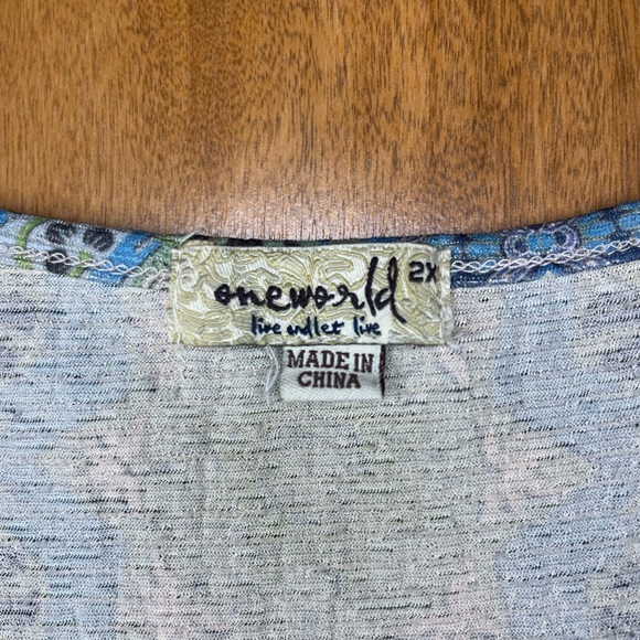 One World Boho V Neck Pattern With Lace top Neckline 2x - Picture 3 of 8